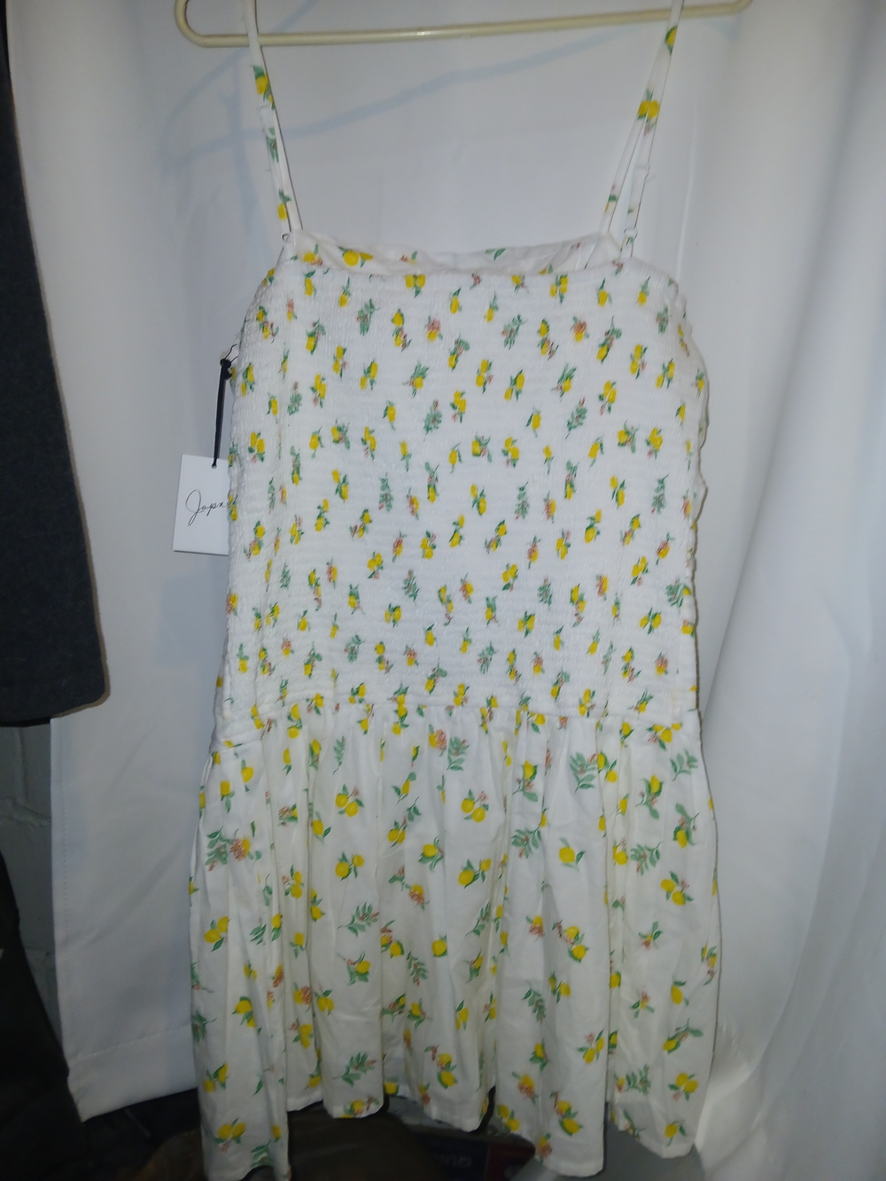 Japna White Lemon Print Smocked Sundress